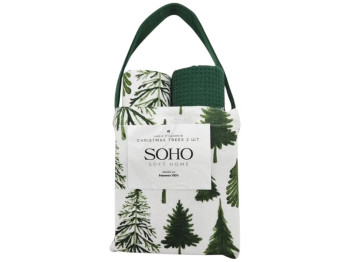 Набор полотенец Soho Christmas Trees, хлопок, 40×60см, цвет зелёно-белый, 2шт