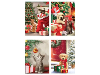 Пакет новогодний бумажный L Christmas animal 31x42x12см