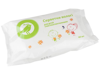 Влажные салфетки детские Ашан с экстрактом ромашки 60шт