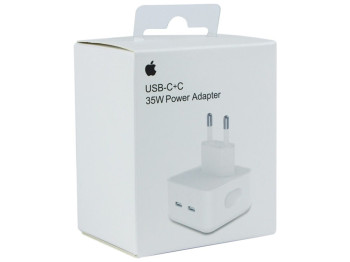 Мережевий адаптер 35W Dual USB-C, Power Delivery, 3А, пластик, колір білий