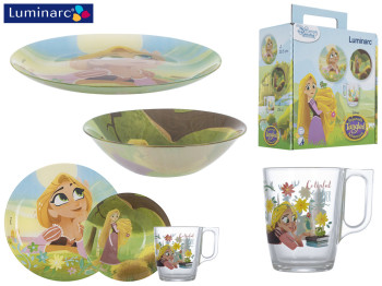 Набор посуды детской стекл. Luminarc Disney Princess Royal 3 пр. (тарелка, салатник, чашка) 02535