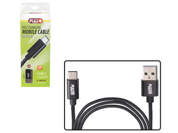 Кабель Pulso CC-1802C BK, USB - Type C 3А, 2м, black (быстрая зарядка/передача данных)