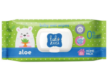 Салфетки влажные детские Baby Zaya, для новорожденных, с алоэ, без спирта, с клапаном, 84шт