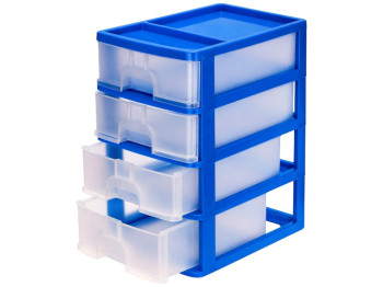Комод настольный R-Plastic А4 на 4 ящика, синий, 35x25,5x38см, 03410
