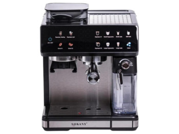 Кофемашина рожковая с кофемолкой, 1800Вт, 2,6л, 20 бар, автоочищение, 29×27×37см, цвет серебро