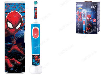 Электрическая зубная щетка Oral-B Pro Kids Spiderman (3+лет) D103.413.2KX, типа 3708+дорожный чехол,