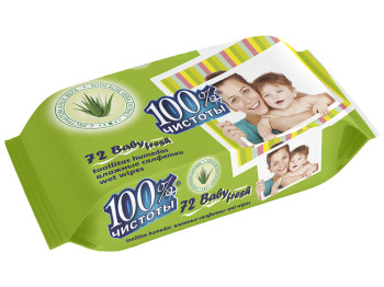 Вологі серветки дитячі "100% чистоти" "Алое" 72шт