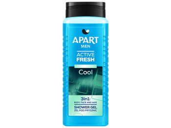 Гель для душа мужской Apart Men Active Fresh Cool 3 в 1 для тела лица и волос, 500 мл