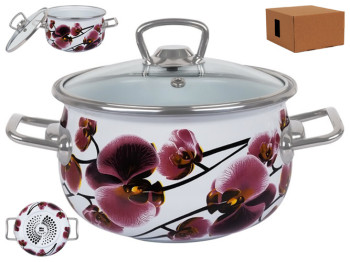 Каструля Idea Home, cкляна кришка, 16см, 2,1л, Orchid, 8690068328967