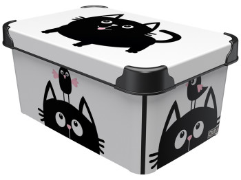 Контейнер для зберігання з кришкою Qutu Style Box Meow Black, 5л