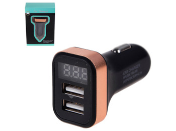 Автомобильное зарядное устройство 2 USB 12 - 24V 5V,2,1A + вольтметр