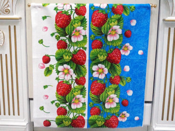 Полотенце кухонное 100% хлопок "Клубника на синем" 51x64см