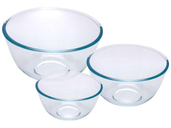 Набор мисок Pyrex, боросиликатное стекло, 0,5л,1л,2л, 14см,17см, 21см (цена за набор 3шт)