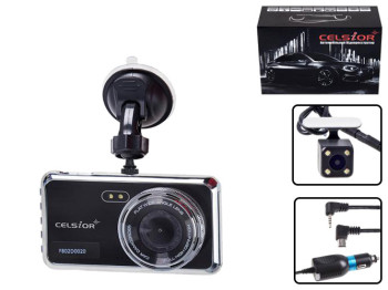 Видеорегистратор автомобильный цифровой CELSIOR DVR F802D FHD двухкамерный