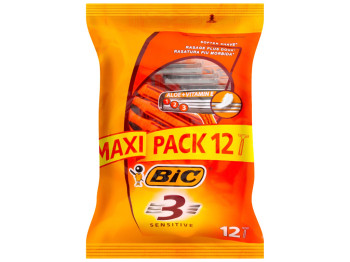 Станок одноразовый для бритья Bic 3 Sensitive 3 лезвия (цена за набор 12шт)