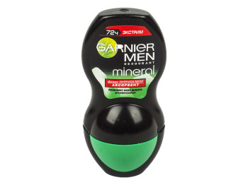 Дезодорант-антиперспірант кульковий для чоловіків Garnier Mineral "Ексрім 72 год" для тіла 50мл