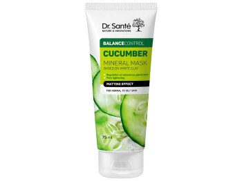 Маска для обличчя Dr.Sante Cucumber Balance Control, з білою глиною та екстрактом огірка, 75мл
