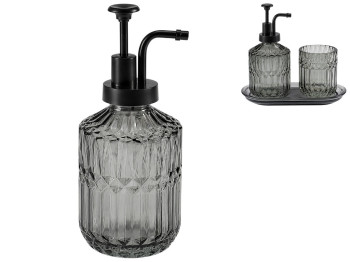 Дозатор Bathlux для рідкого мила, скло, 20.5x8 см, колір димчасто-сірий (ціна за 1 предмет)