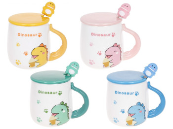Чашка Dinosaur, с крышкой и ложкой, 430мл, 4 дизайна