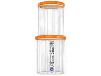 Набір ємностей для сипучих продуктів 1л, 1,5л, помаранчева кришка (ціна за набір 2шт)