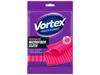 Серветка для прибирання Vortex, мікрофібра, двостороння, для чищення та полірування, рожева, 1 шт