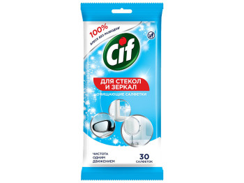 Салфетки влажные очищающие Cif, для стекла и зеркал,117г, 270x115x20мм, 30шт