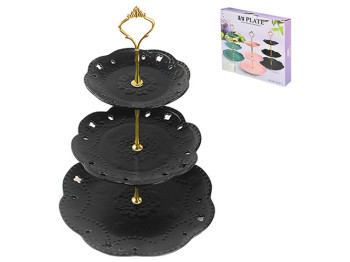 Фруктовница фарфоровая трехярусная Black flower 6/8/10,5 (15/20/27см)