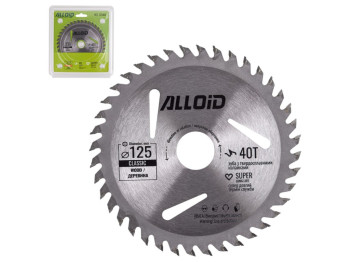 Диск пильний Alloid по дереву, 40 зубів, твердосплавні напайки, 125x22,2мм