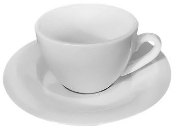 Чашка с блюдцем, белая (чашка-190мл, блюдце-15,4см)