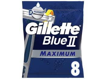 Станок для бритья Gillette Blue II Maximum, одноразовый, 2 лезвия, пластик, хром, 8шт