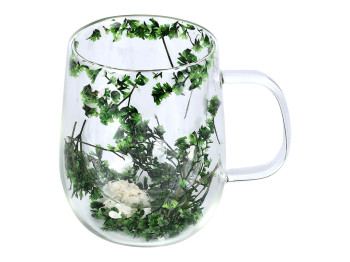 Чашка стеклянная с двойной стенкой Dry flowers, 330мл