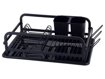 Сушилка для посуды Kamille из алюминия с поддоном 41х28х13,5см (черная)