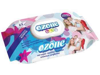 Вологі серветки дитячі "OZONE" "З екстрактом ромашки" 63шт з клапаном