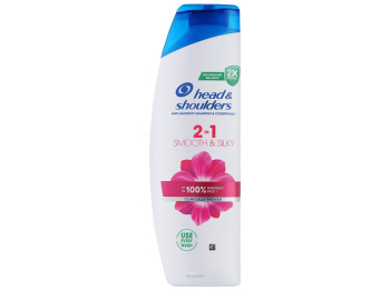 Шампунь и бальзам - ополаскиватель против перхоти Head&Shoulders 2в1 Гладкое и шелковистое, 330мл