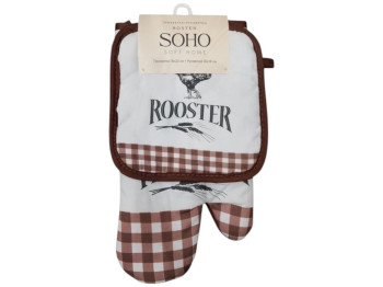 Набор для кухни Soho Rooster, рукавичка, прихватка, хлопок, 18×20см, 30×18см