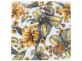 Салфетки бумажные двухслойные La Fleur Полотно из лилий, 33×33 см, 16 шт