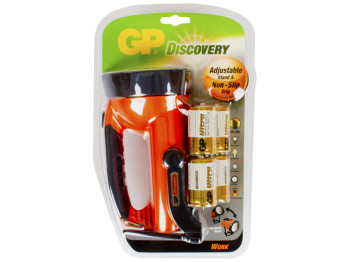Ліхтар ручний GP Discovery великий, на 4х батарейках типу LR20, потужний світлодіод, в комп. 4 бат.
