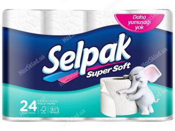 Папір туалетний Selpak білий тришаровий (ціна за упаковку 24шт)