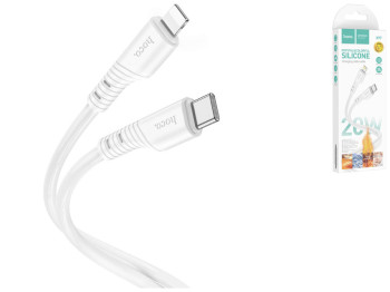 Кабель Hoco X97 Crystal color PD20W Silicone Type C to Lightning, Бiлий