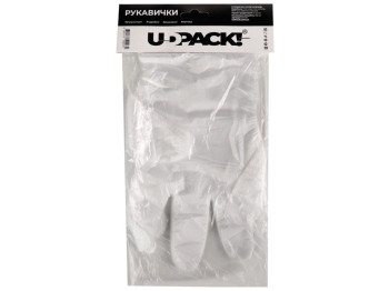 Рукавички одноразові Udpack HDPE, 100 штук, на планці, колір прозорий