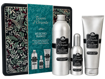 Подарочный набор Tesori d’Oriente White Musk, в металлической коробке, 3 предмета
