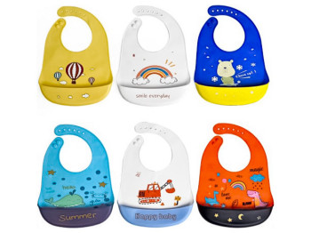 Слюнявчик силиконовый с карманом, 23х32см