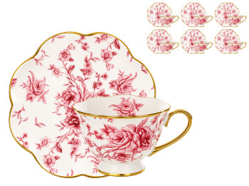 Чайный набор Pink Roses, фарфор, 220 мл, 12 предметов (цена за набор)