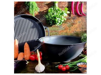 Казан узбецький WOK, з кришкою-сковородою гриль, 15л