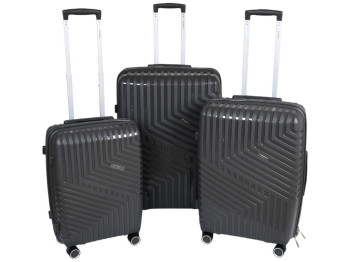 Чемодан с кодовым замком, полипропилен (PP), металл, 20/24/28 дюймов, цвет серый (цена за набор 3шт)