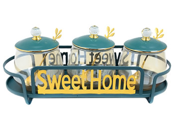Банки на подставке Sweet Home 300мл (цена за набор 4 предмета)
