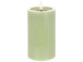 Светодиодная восковая свеча с живым пламенем, теплый белый свет, цвет - травянисто-зеленый
