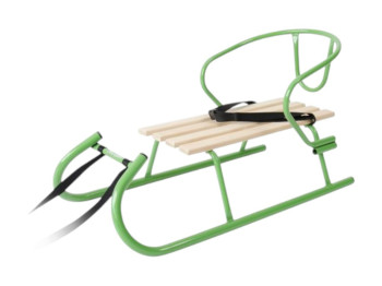 Санки детские со спинкой Балу бордовые, металлический каркас, деревянное сиденье, Vitan