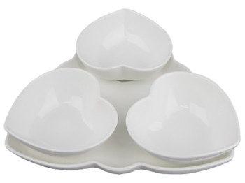 Соусницы фарфоровые на подставке Сердца 20,5см (цена за набор 4 предмета)