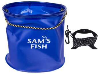 Відро рибальське ЕВА Sams Fish 25х25см 10л, мотузка 4,9м (кольори асорті)